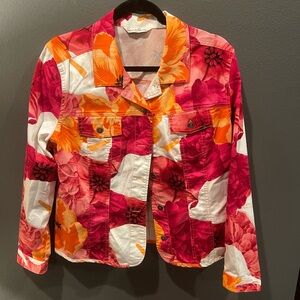 French Laundry Floral Jean Jacket - Red and Orange